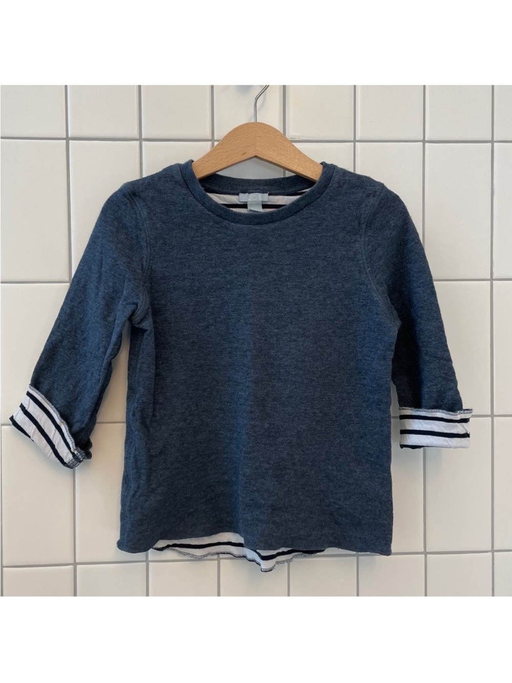 COS Long-sleeved Cotton Tee blue Navy 4-6y